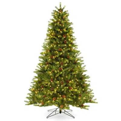 HIVVAGO 6/7 FT ARTIFICIAL CHRISTMAS TREE WITH PINE CONES AND ADJUSTABLE BRIGHTNESS-7 FT