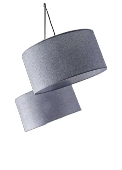 HIVVAGO 91" SILVER THREE LIGHT TREE FLOOR LAMP WITH GRAY LINEN DRUM SHADE