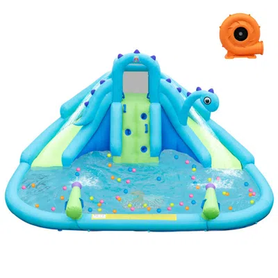HIVVAGO INFLATABLE WATER SLIDE WITH DUAL SLIDES AND LARGE SPLASH POOL AND CARRY BAG (WITH 584W BLOWER)