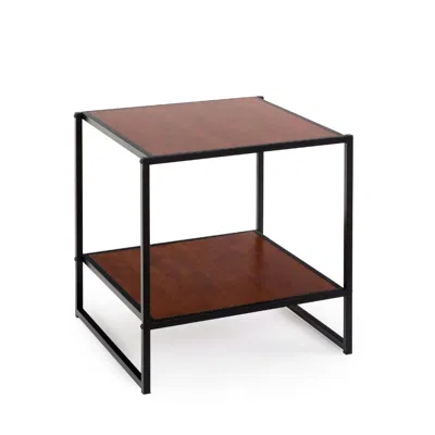 HIVVAGO MODERN STEEL FRAME END TABLE NIGHTSTAND IN BROWN