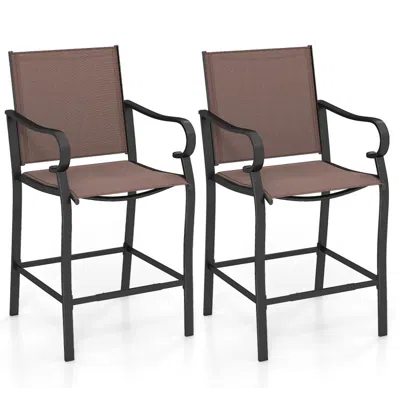 HIVVAGO OUTDOOR COUNTER HEIGHT BAR STOOLS SET OF 2 WITH BREATHABLE MESH FABRIC