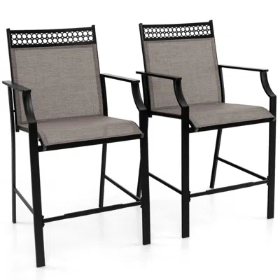 HIVVAGO OUTDOOR COUNTER STOOLS SET OF 2 HEAVY-DUTY BARSTOOLS WITH FOOTREST AND ARMRESTS