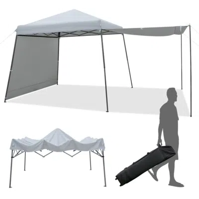 HIVVAGO PATIO 10X10FT INSTANT POP-UP CANOPY FOLDING TENT WITH SIDEWALLS AND AWNINGS OUTDOOR-GRAY