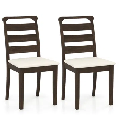 HIVVAGO POLYESTER UPHOLSTERED WOODEN DINING CHAIR SET OF 2-WALNUT