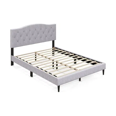 HIVVAGO QUEEN SIZE UPHOLSTERED PLATFORM BED WITH BUTTON TUFTED HEADBOARD