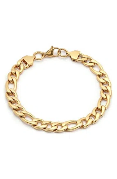 HMY JEWELRY 18K GOLD PLATED STAINLESS STEEL FIGARO CHAIN BRACELET