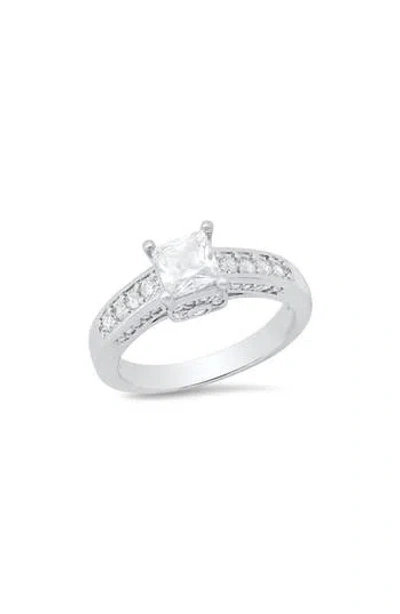HMY JEWELRY HMY JEWELRY 18K WHITE GOLD PLATED SIMULATED DIAMOND RING