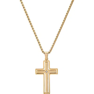 HMY JEWELRY STAINLESS STEEL CRYSTAL CROSS PENDANT NECKLACE