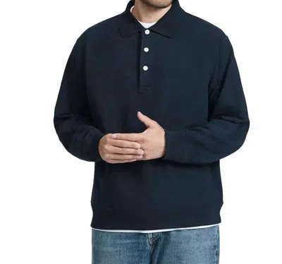 HÅNDVÆRK RELAXED POLO SWEATSHIRT IN DARK NAVY