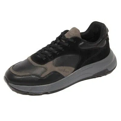 HOGAN H2794 SNEAKER UOMO HOGAN HYPERLIGHT MAN LEATHER/SUEDE SHOES BLACK/GREY