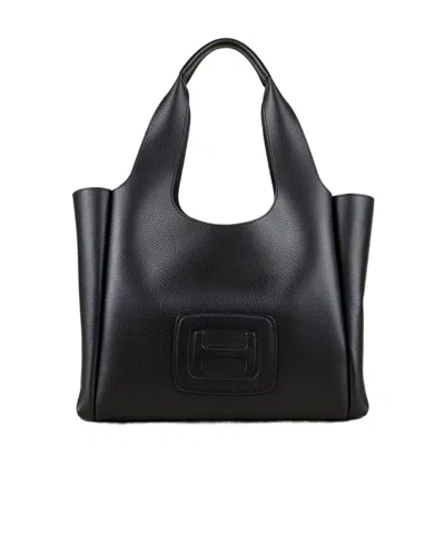 HOGAN MEDIUM H-LOGO LEATHER TOTE BAG