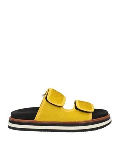 HOGAN HOGAN WOMAN SANDALS YELLOW SIZE 8 CALFSKIN