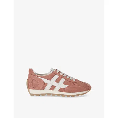 HOGAN WOMENS PALE PINK ALLACCIATO H 671 SUEDE LOW-TOP TRAINERS EUR 38/5 UK