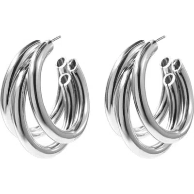 HOLLYWOOD SENSATION HOLLYWOOD SENSATION SERENITY TRIPLE HOOPS TRIO HUGGIE HOOP EARRINGS