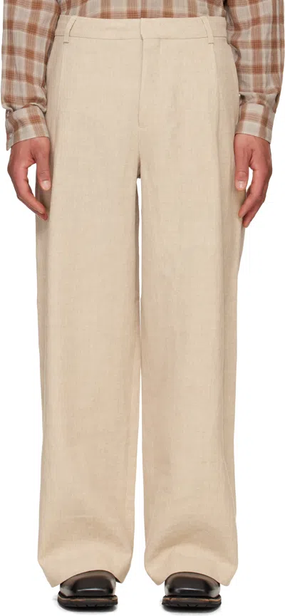 HOLZWEILER BEIGE ALEX ONE PLEAT TROUSERS