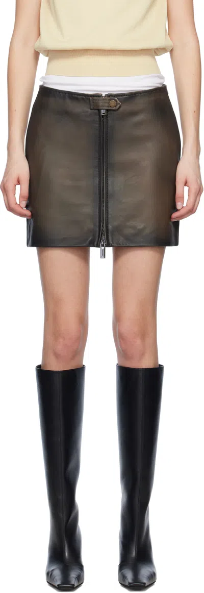 HOLZWEILER BROWN CIA LEATHER MINISKIRT