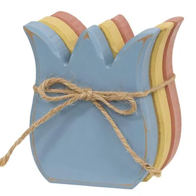 HOMEGIFO 3/SET DISTRESSED WOODEN TULIP HEAD BUNDLE