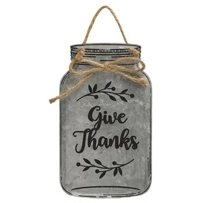 HOMEGIFO GIVE THANKS METAL MASON JAR ORNAMENT