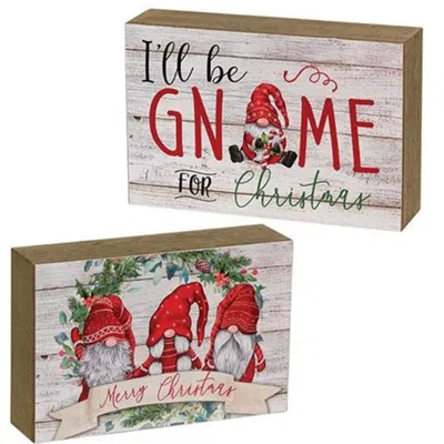 HOMEGIFO *MERRY CHRISTMAS GNOME WOOD BLOCK 2 ASSTD.