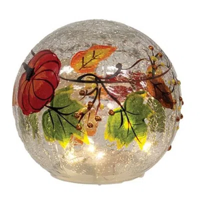 HOMEGIFO PUMPKIN PATCH CRACKLED GLASS LED ORB