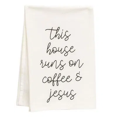 HOMEGIFO THIS HOUSE RUNS ON COFFEE & JESUS DISH TOWEL