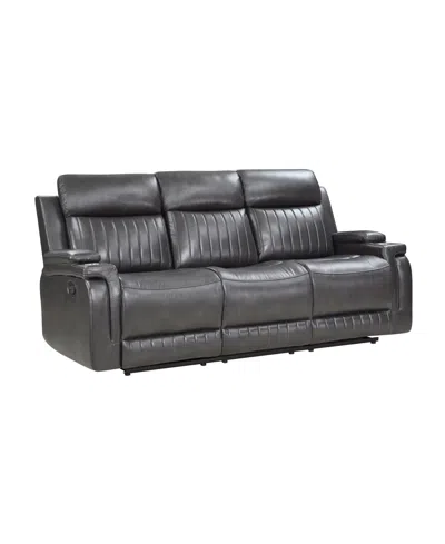 HOMELEGANCE WHITE LABEL WALLSTONE 82" DOUBLE RECLINING SOFA WITH DROP-DOWN CUP HOLDER