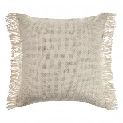 HOMEZIA 20" X 20" IVORY AND WHITE 100% COTTON ZIPPERED PILLOW