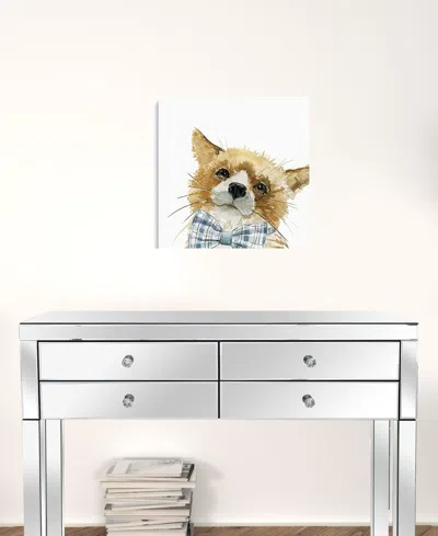HOMEZIA 20" X 20" WATERCOLOR CUTIE BOW TIE FOX CANVAS WALL ART