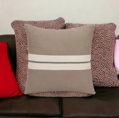 HOMEZIA 24" X 24" BROWN STRIPED COTTON ZIPPERED PILLOW