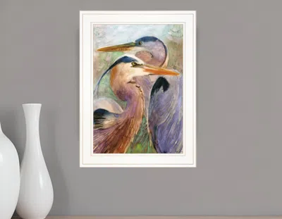HOMEZIA BLUE HERON DUET 1 WHITE FRAMED PRINT WALL ART