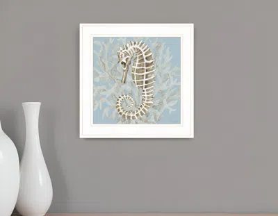 HOMEZIA CORAL SEAHORSE II 2 WHITE FRAMED PRINT WALL ART