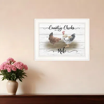 HOMEZIA COUNTRY CHICKS RULE 2 WHITE FRAMED PRINT WALL ART