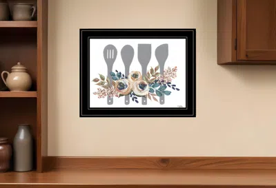 HOMEZIA FALL FLORAL BAKING UTENSILS 2 BLACK FRAMED PRINT KITCHEN WALL ART