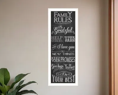 HOMEZIA FAMILY RULES 2 WHITE FRAMED PRINT WALL ART