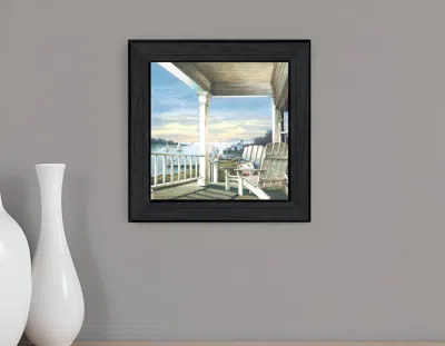 HOMEZIA FRONT PORCH COASTAL SUNSET BLACK FRAMED PRINT WALL ART
