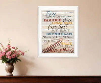 HOMEZIA HEY BATTER BATTER 1 WHITE FRAMED PRINT WALL ART