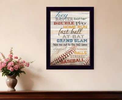 HOMEZIA HEY BATTER BATTER 3 BLACK FRAMED PRINT WALL ART