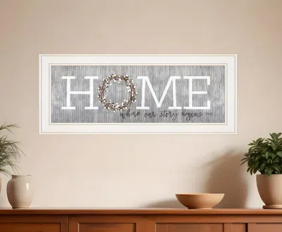 HOMEZIA HOME WHERE OUR STORY BEGINS WHITE FRAMED PRINT WALL ART
