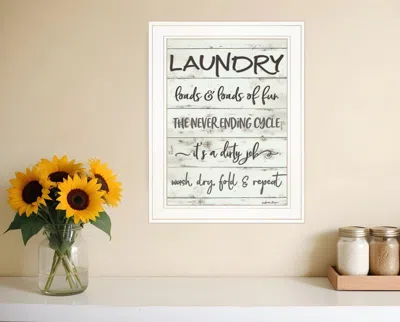 HOMEZIA LAUNDRY 1 WHITE FRAMED PRINT BATHROOM WALL ART
