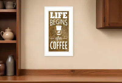 HOMEZIA LIFE BEGINS AFTER COFFEE 2 WHITE FRAMED PRINT WALL ART