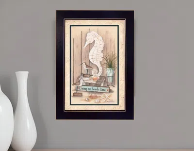 HOMEZIA LIVING ON BEACH TIME BLACK FRAMED PRINT WALL ART