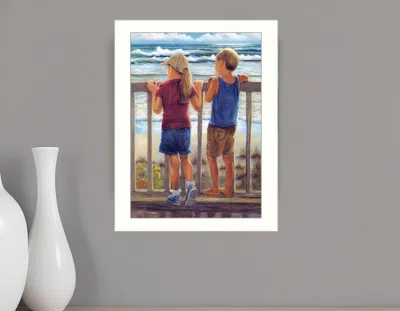 HOMEZIA LOOKING OVER THE RAIL WHITE FRAMED PRINT WALL ART