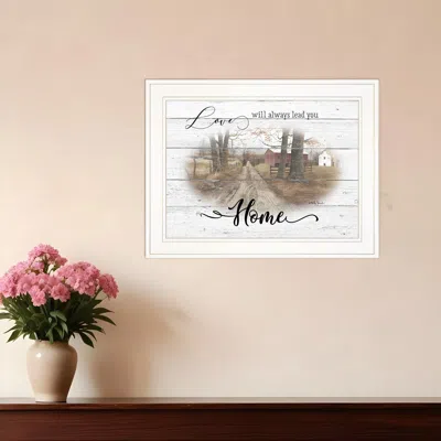 HOMEZIA LOVE WILL ALWAYS LEAD YOU HOME 1 WHITE FRAMED PRINT WALL ART