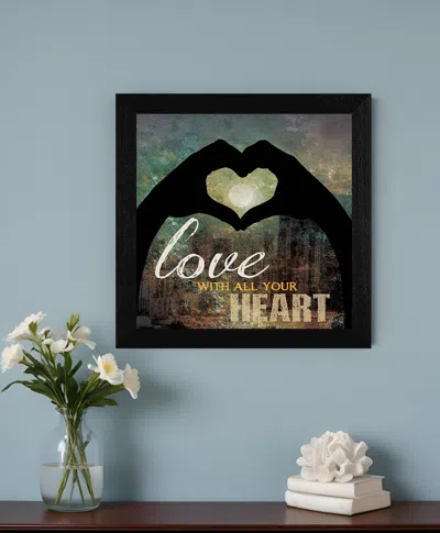 HOMEZIA LOVE WITH ALL YOUR HEART 2 BLACK FRAMED PRINT WALL ART