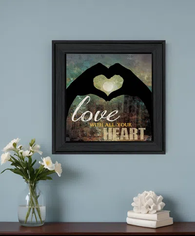HOMEZIA LOVE WITH ALL YOUR HEART 4 BLACK FRAMED PRINT WALL ART