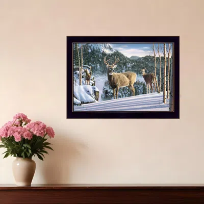 HOMEZIA MORNING VIEW DEER 1 BLACK FRAMED PRINT WALL ART