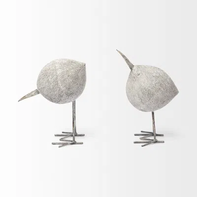 HOMEZIA OFF WHITE RESIN BENT BIRD SCULPTURE