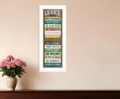HOMEZIA OFFICE RULES 1 WHITE FRAMED PRINT WALL ART