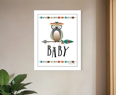 HOMEZIA OWL BABY 2 WHITE FRAMED PRINT WALL ART