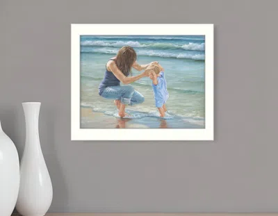 HOMEZIA PLAYING IN THE WATER WHITE FRAMED PRINT WALL ART